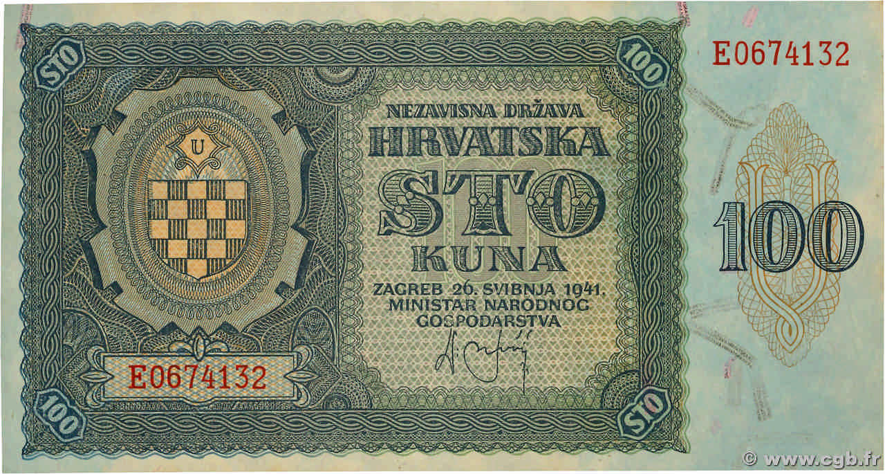 100 Kuna CROACIA  1941 P.02 FDC