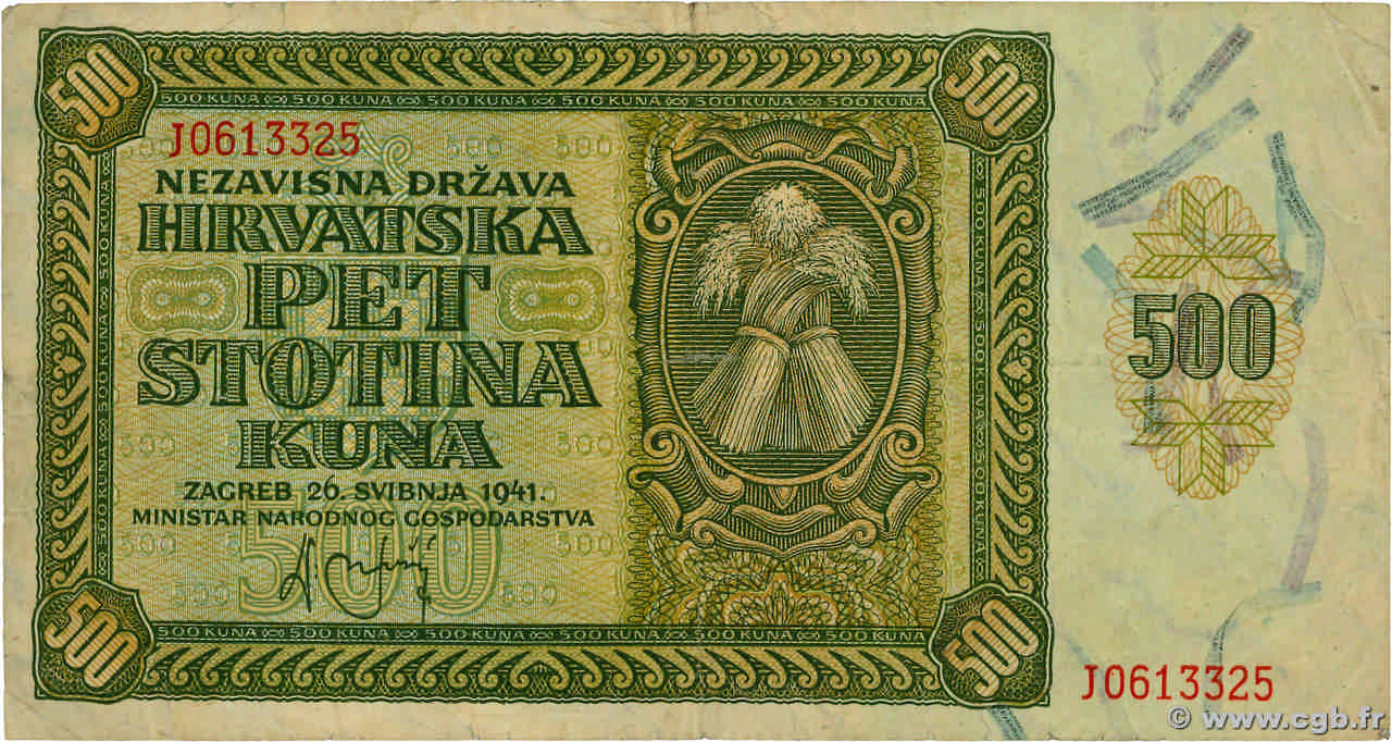 500 Kuna KROATIEN  1941 P.03 S