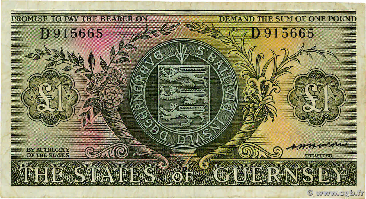 1 Pound GUERNESEY  1969 P.45b TTB