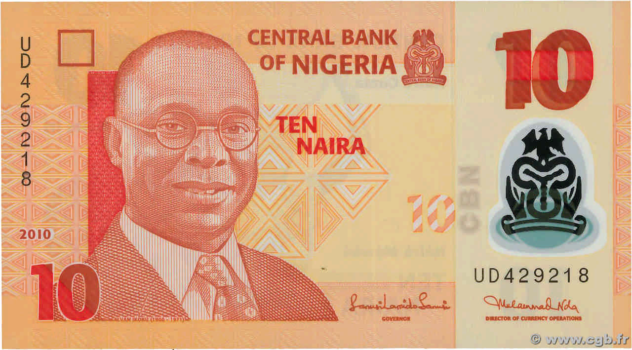 10 Naira NIGERIA  2009 P.39b UNC