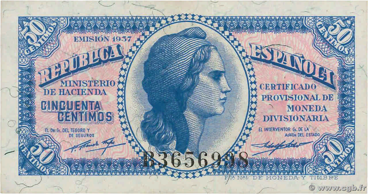 50 Centimos ESPAGNE  1937 P.093 NEUF