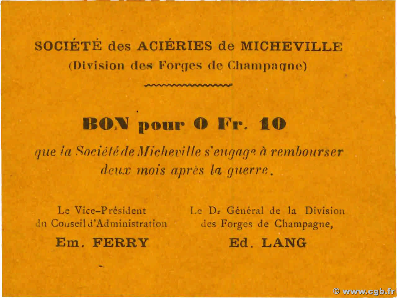10 Centimes FRANCE régionalisme et divers Saint-Dizier-Marnaval 1914 JP.52-12 NEUF