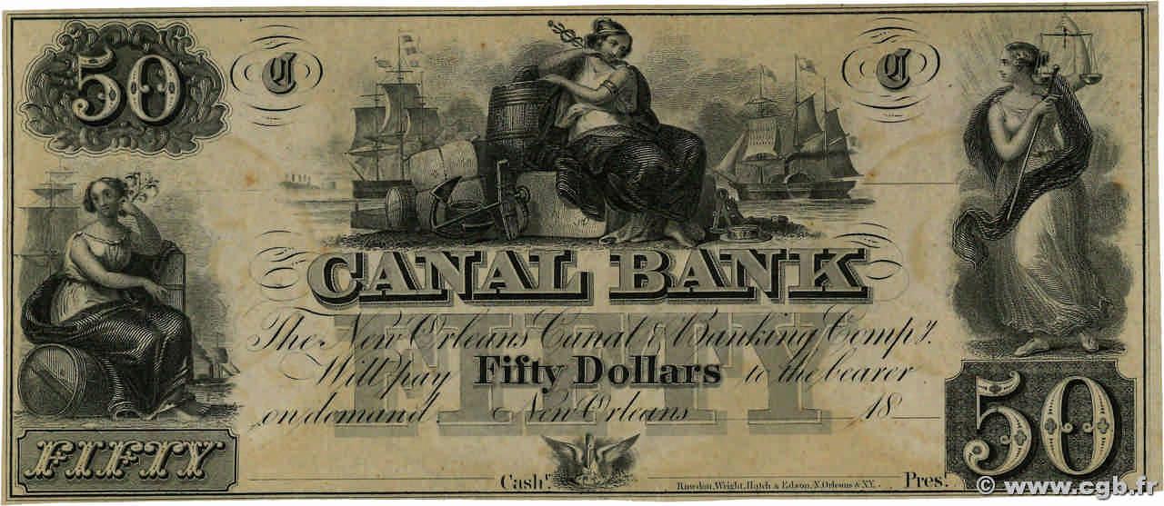 50 Dollars ESTADOS UNIDOS DE AMÉRICA Nouvelle Orléans 1850  FDC
