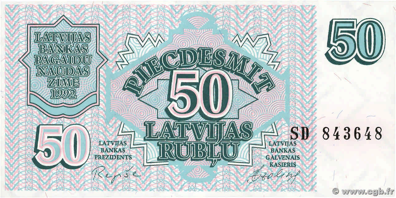 50 Rublu LETTLAND  1992 P.40 ST