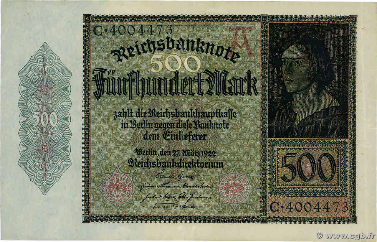 500 Mark ALEMANIA  1922 P.073 MBC