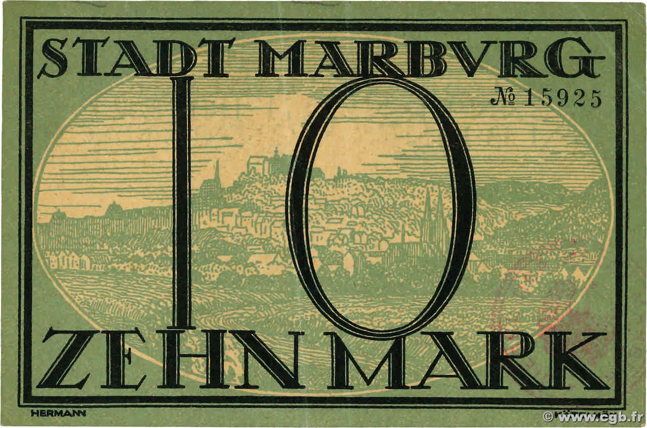 10 Mark ALEMANIA Marburg 1918  EBC