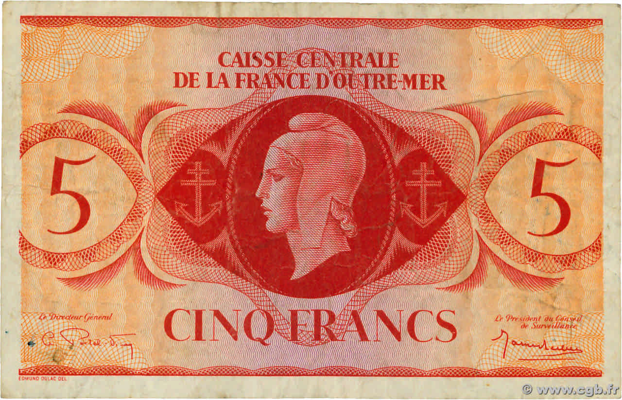 5 Francs FRENCH EQUATORIAL AFRICA  1944 P.15c F