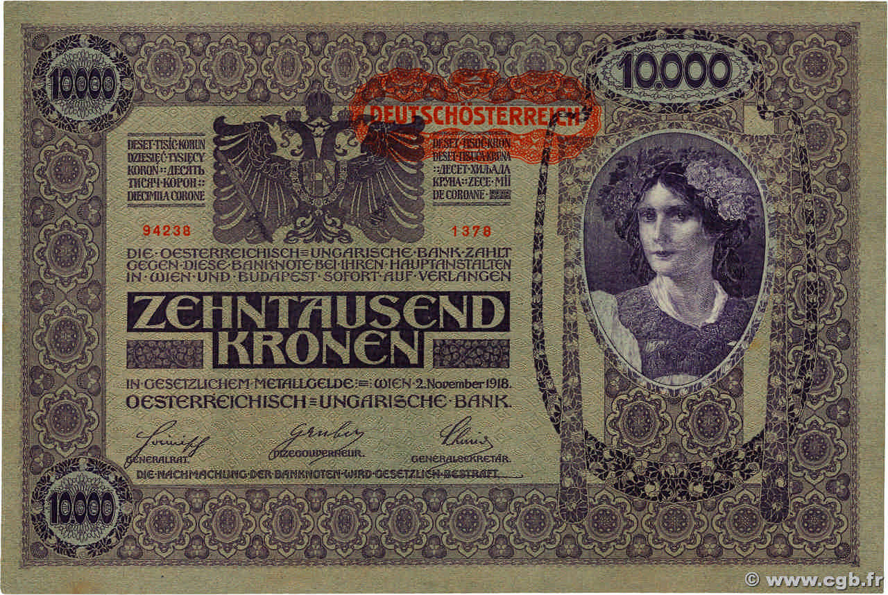 10000 Kronen AUTRICHE  1919 P.065 pr.NEUF