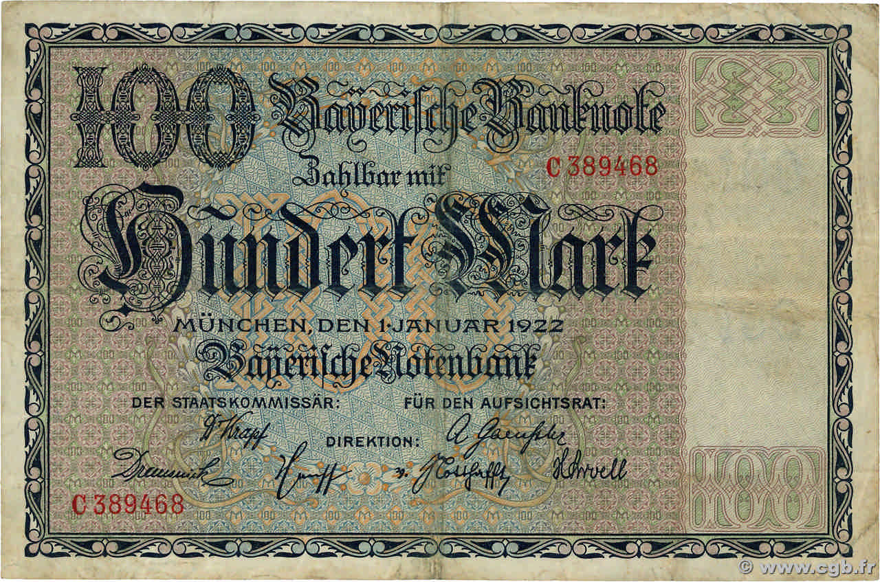 100 Mark ALLEMAGNE Munich 1922 PS.0923 TB