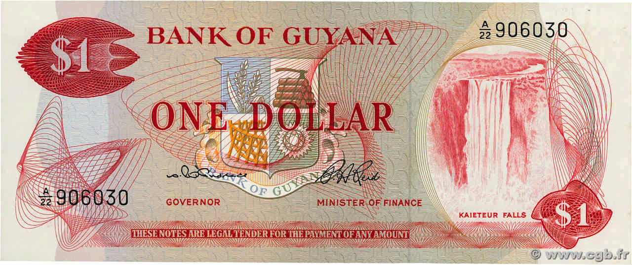 1 Dollar GUYANA  1966 P.21a fST+