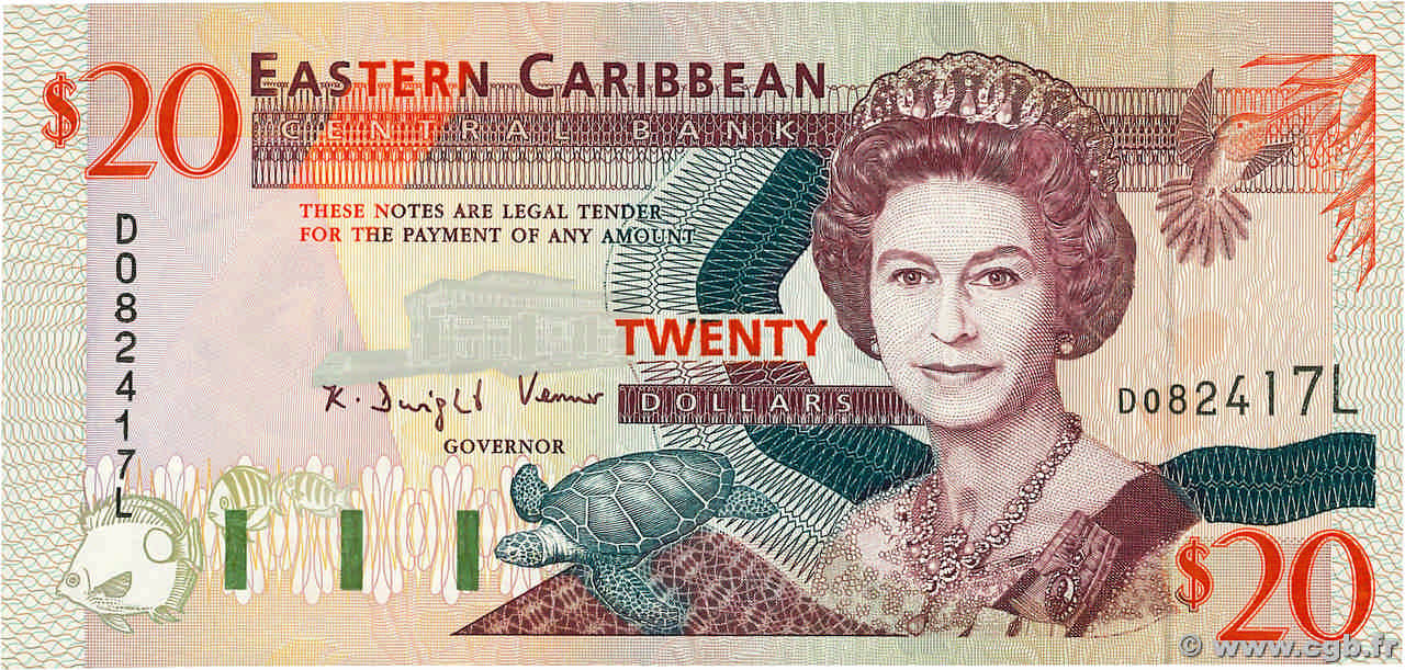 20 Dollars EAST CARIBBEAN STATES  1994 P.33l q.SPL