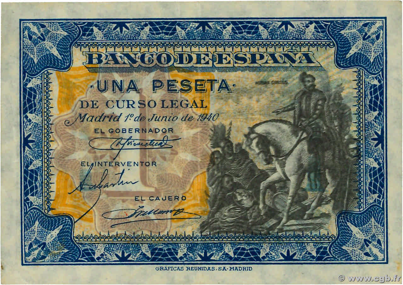 1 Peseta SPANIEN  1940 P.121a SS