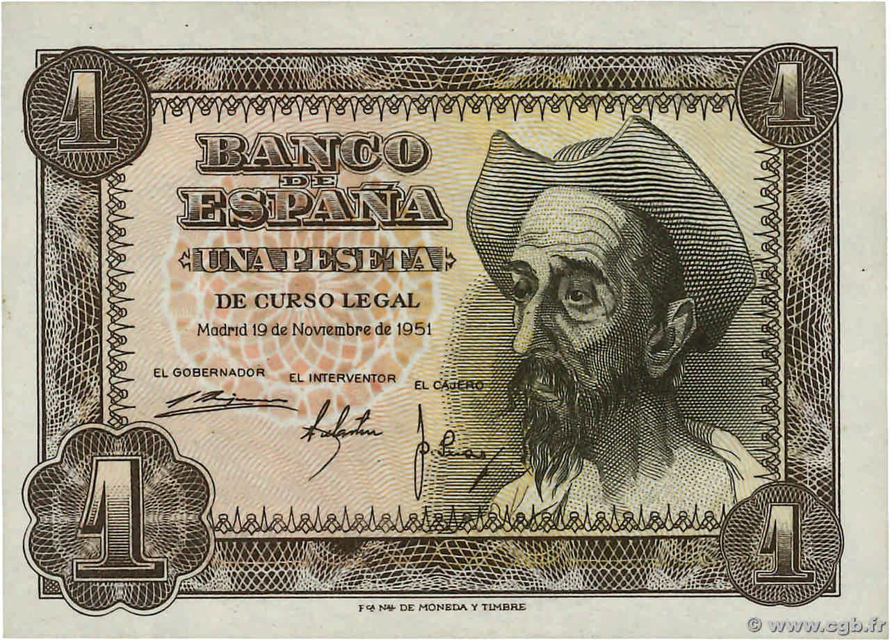 1 Peseta ESPAGNE  1951 P.139a NEUF