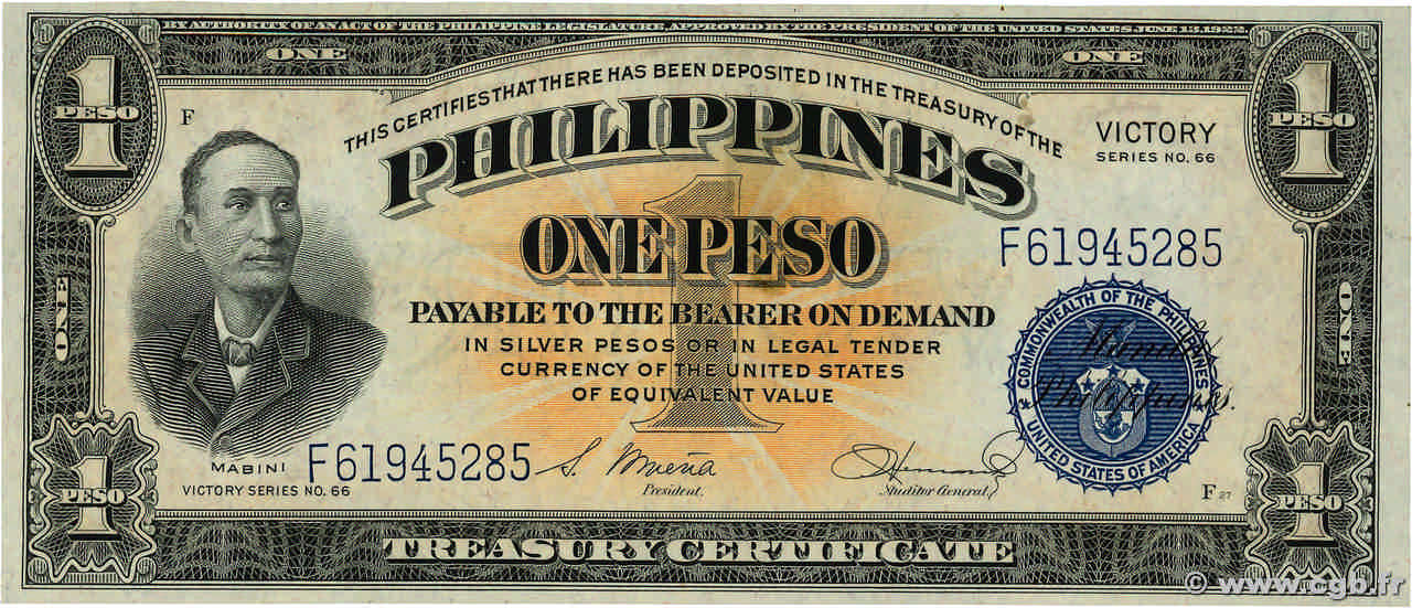 1 Peso FILIPINAS  1944 P.094 FDC