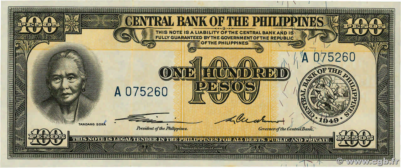 100 Pesos PHILIPPINES  1949 P.139a UNC