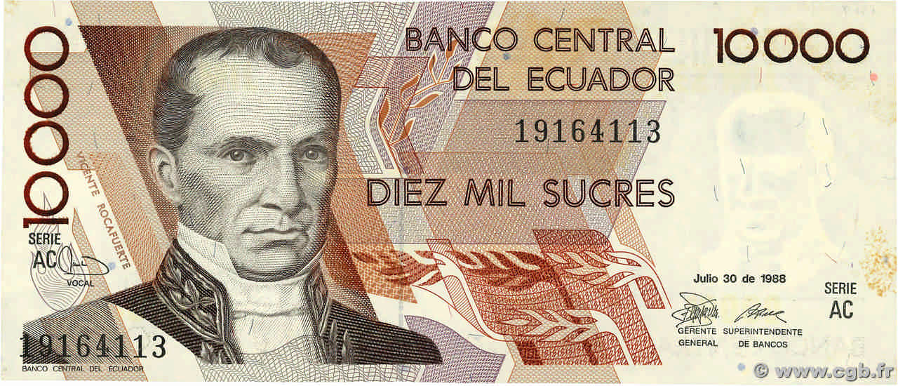 10000 Sucres EKUADOR  1995 P.127a fST+