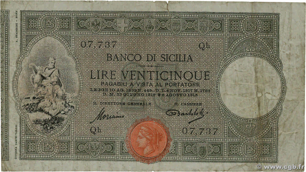 25 Lires ITALIEN  1918 PS.895 S