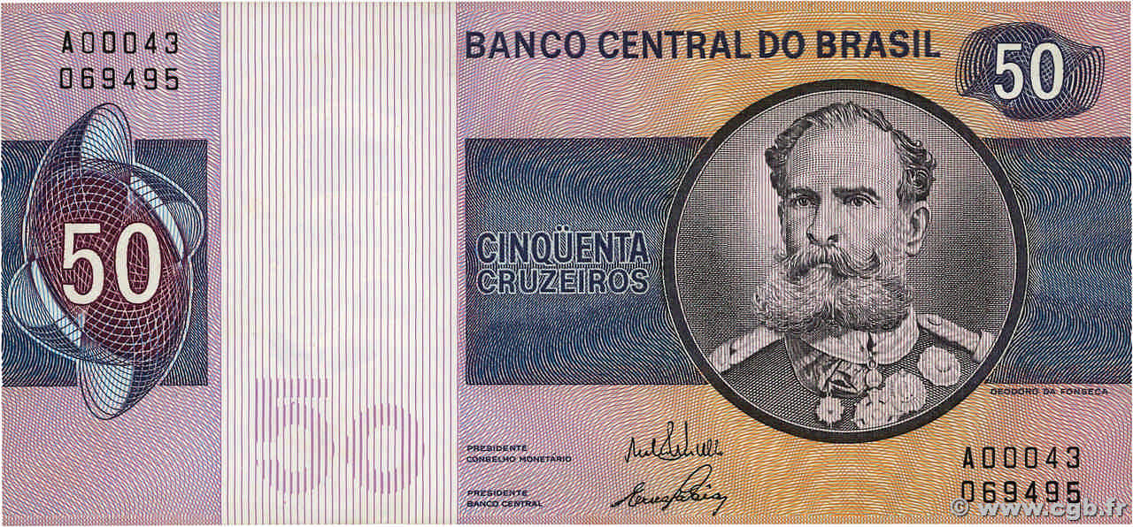 50 Cruzeiros BRASIL  1970 P.194a EBC