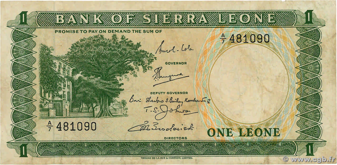 1 Leone SIERRA LEONE  1970 P.01b TB