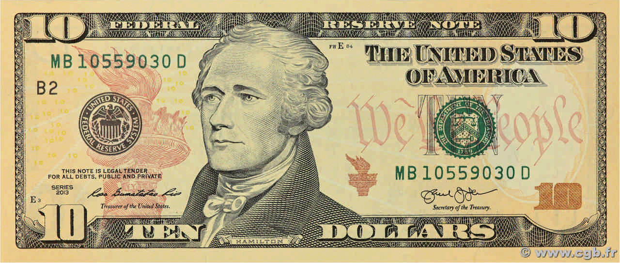 10 Dollars  ÉTATS-UNIS D AMÉRIQUE New York 2013 P.540 NEUF