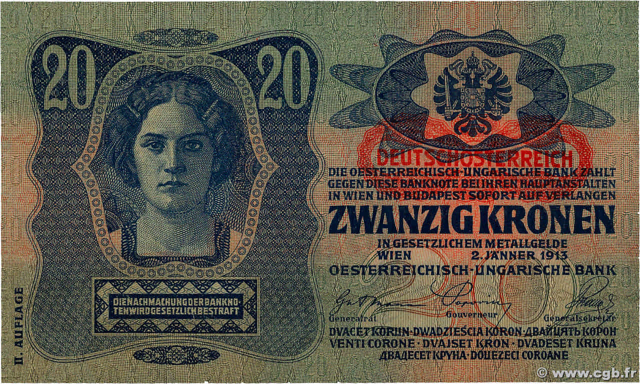 20 Kronen AUSTRIA  1919 P.053a FDC