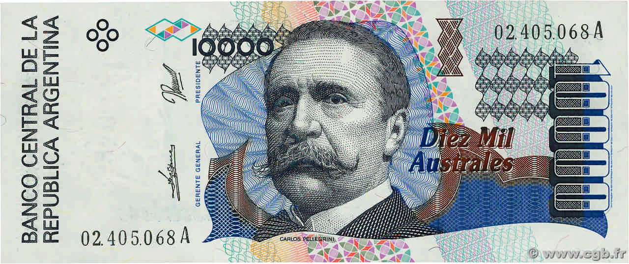 10000 Australes  ARGENTINA  1989 P.334a AU