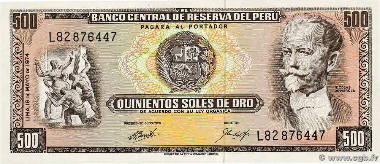 500 Soles de Oro  PERU  1974 P.104c UNC