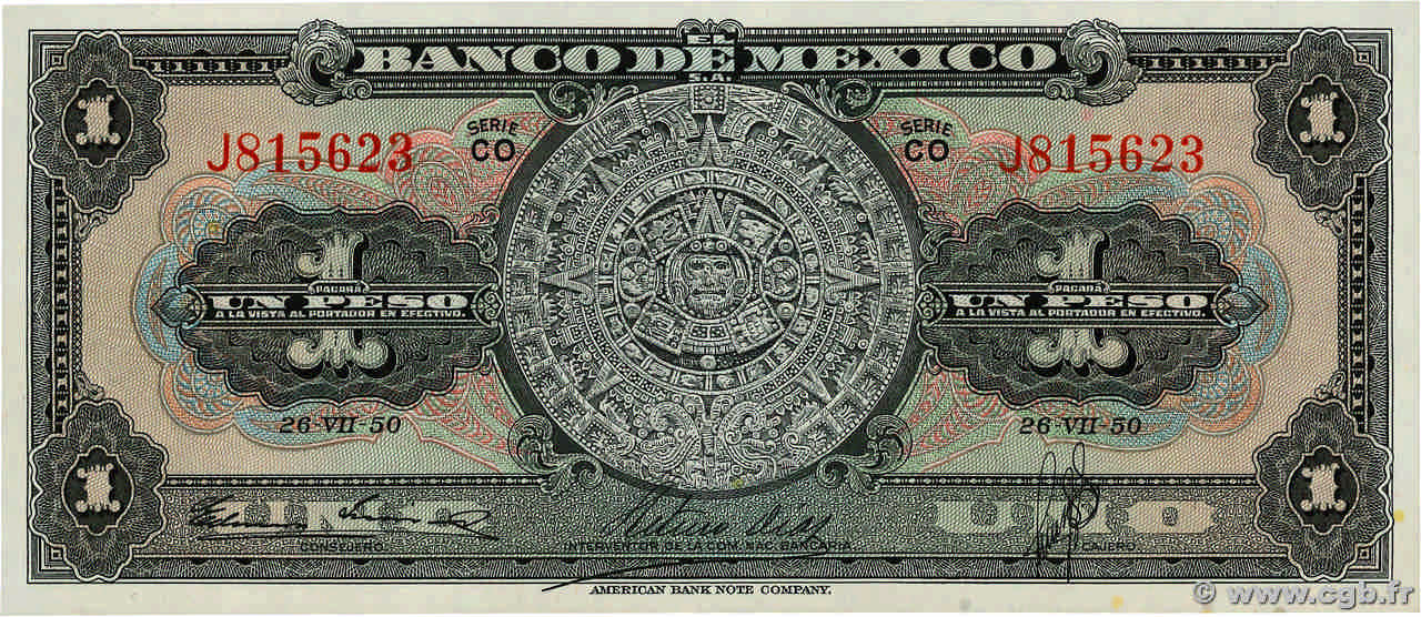 1 Peso  MEXICO  1950 P.046b UNC