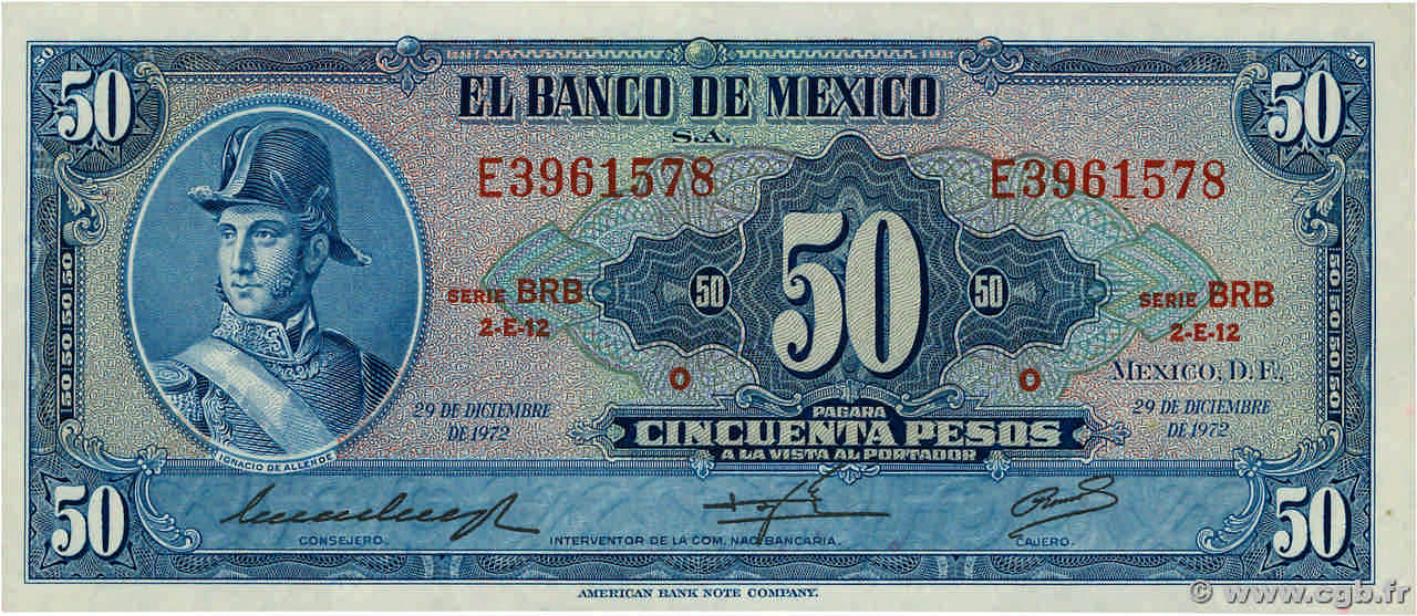 50 Pesos  MEXICO  1972 P.049u UNC