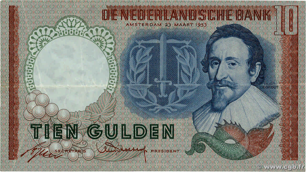 10 Gulden PAYS-BAS  1953 P.085 TTB+