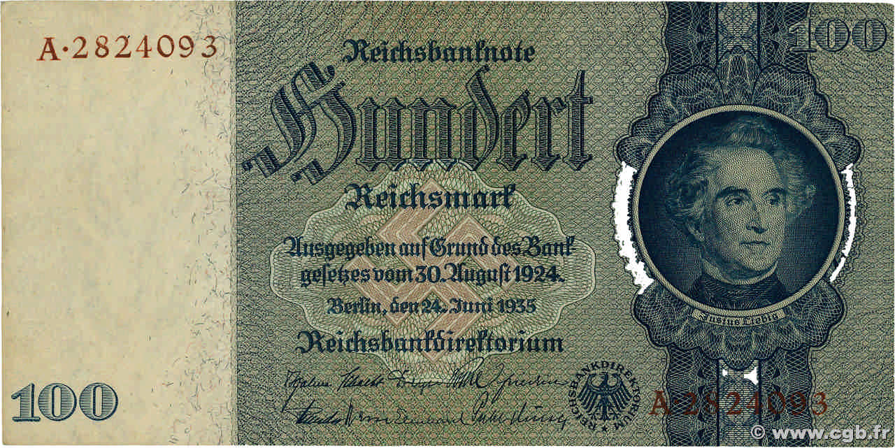 100 Reichsmark ALEMANIA  1935 P.183b SC+