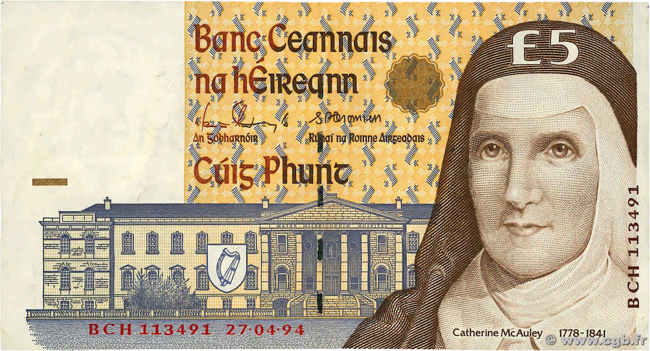 5 Pounds IRLANDE  1994 P.075a TTB