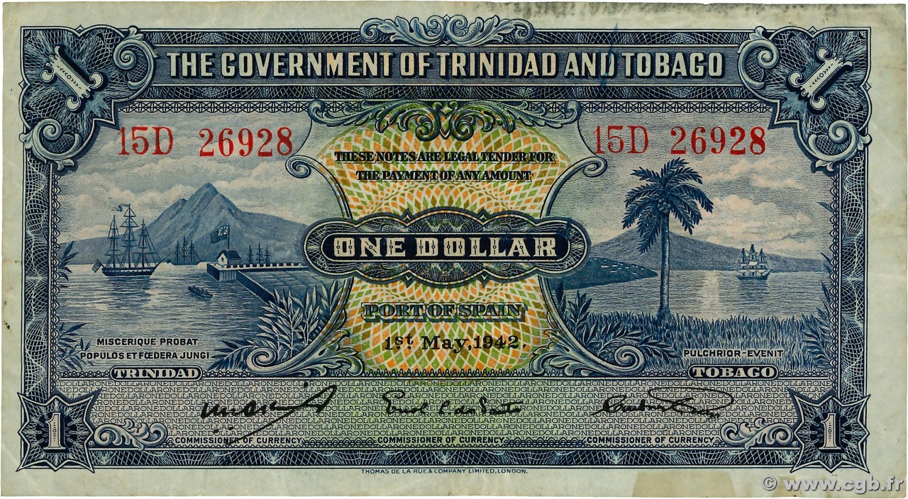 1 Dollar TRINIDAD UND TOBAGO  1942 P.05c S