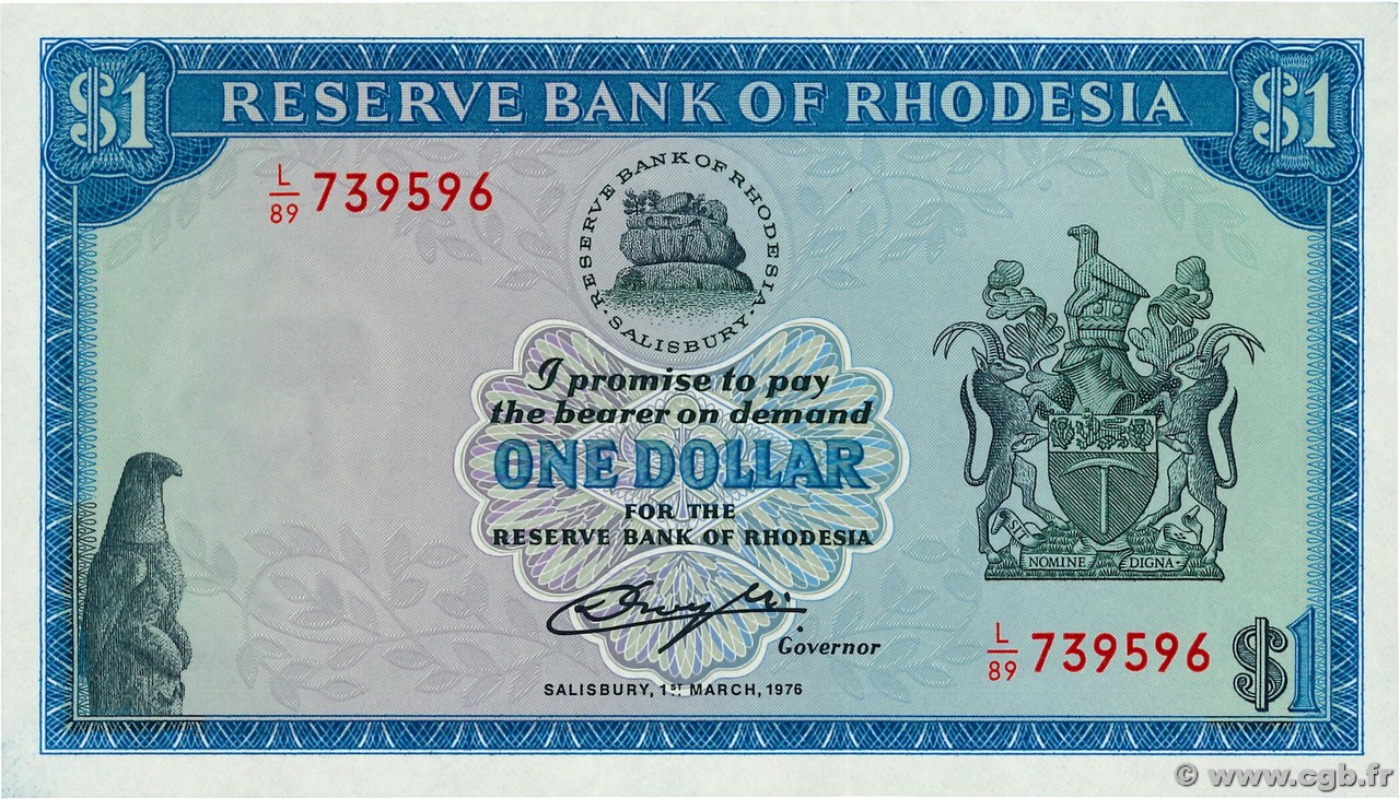 1 Dollar RHODESIA  1976 P.34a UNC