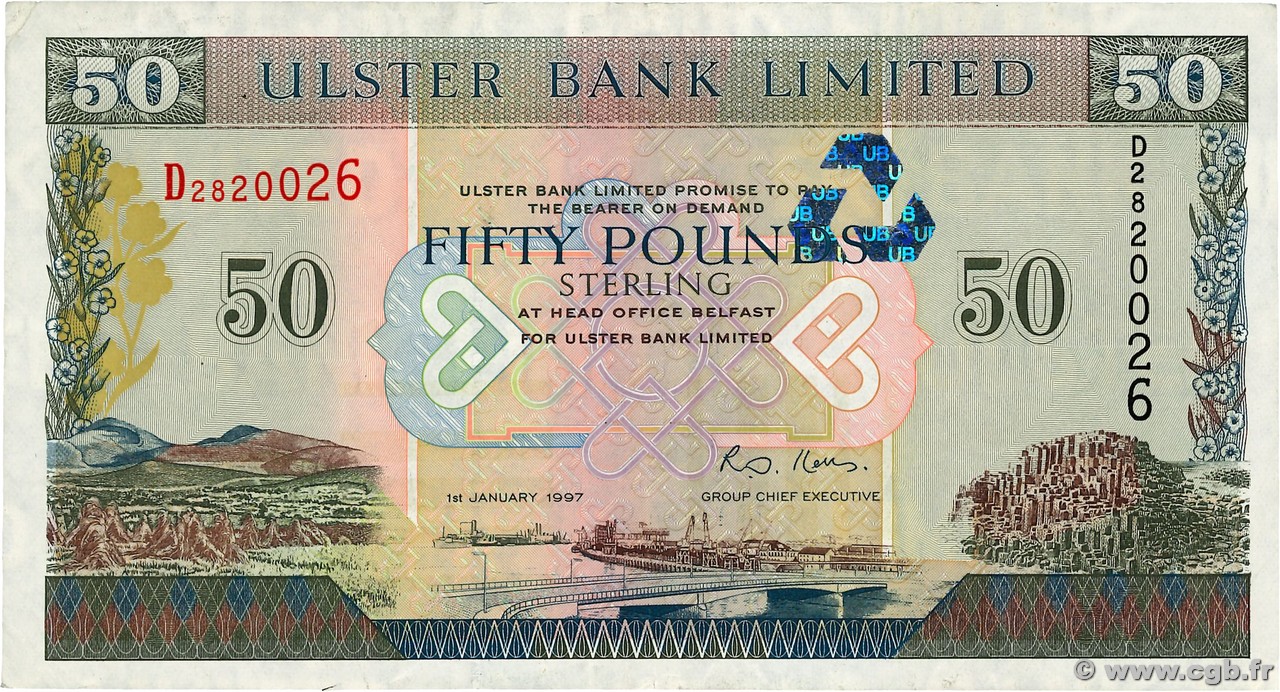 50 Pounds NORTHERN IRELAND  1997 P.338a VF