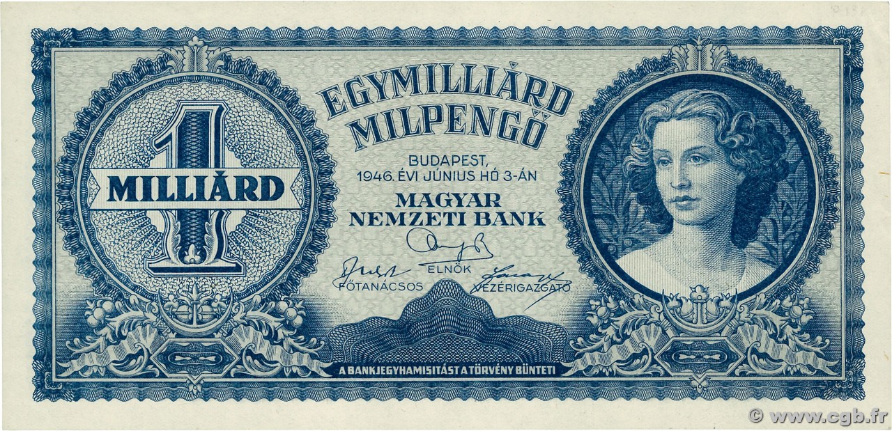 1000000000 Milpengö HUNGRíA  1946 P.131 SC
