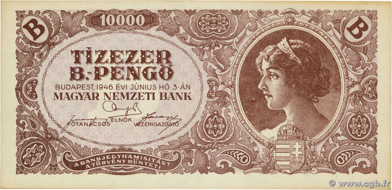 10000 B-Pengo HUNGARY  1946 P.132 UNC-