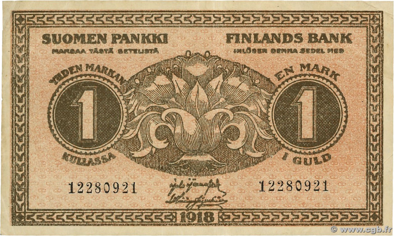 1 Markka FINLANDE  1918 P.035 TTB