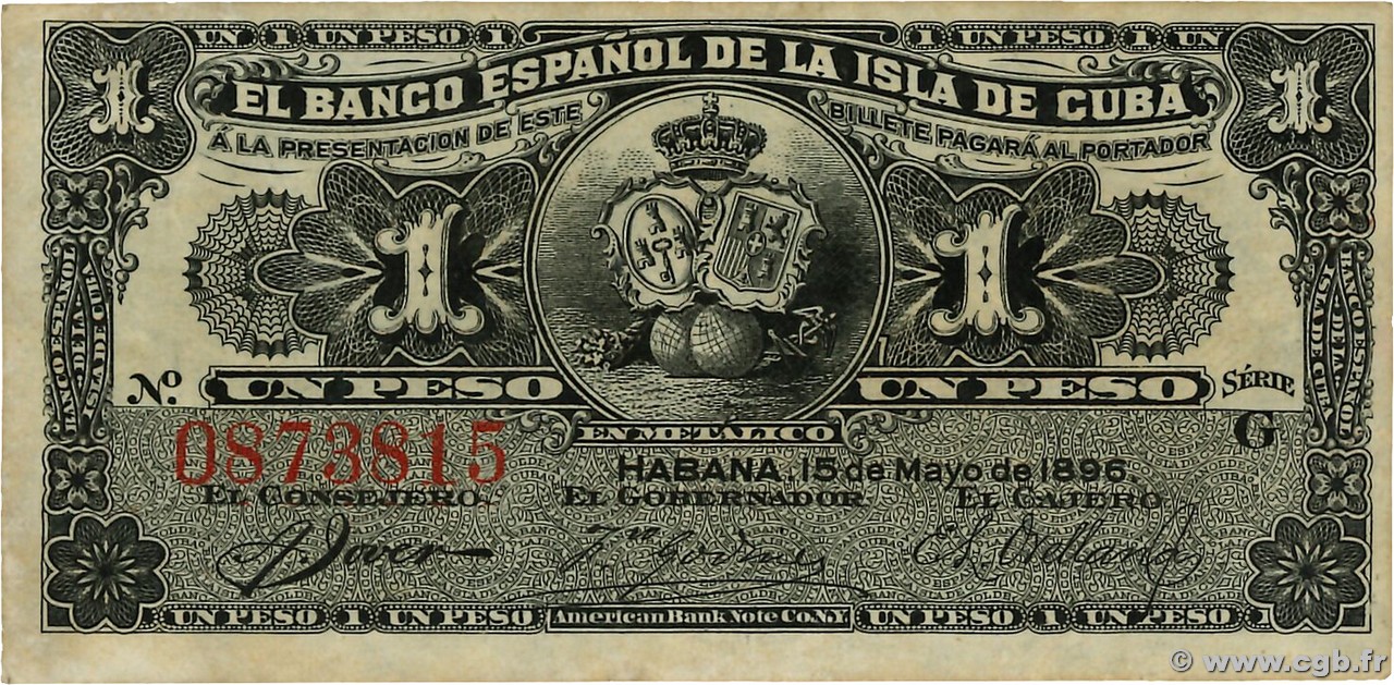 1 Peso CUBA  1896 P.047a EBC