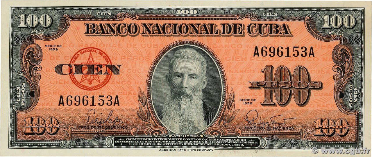 100 Pesos KUBA  1959 P.093a ST