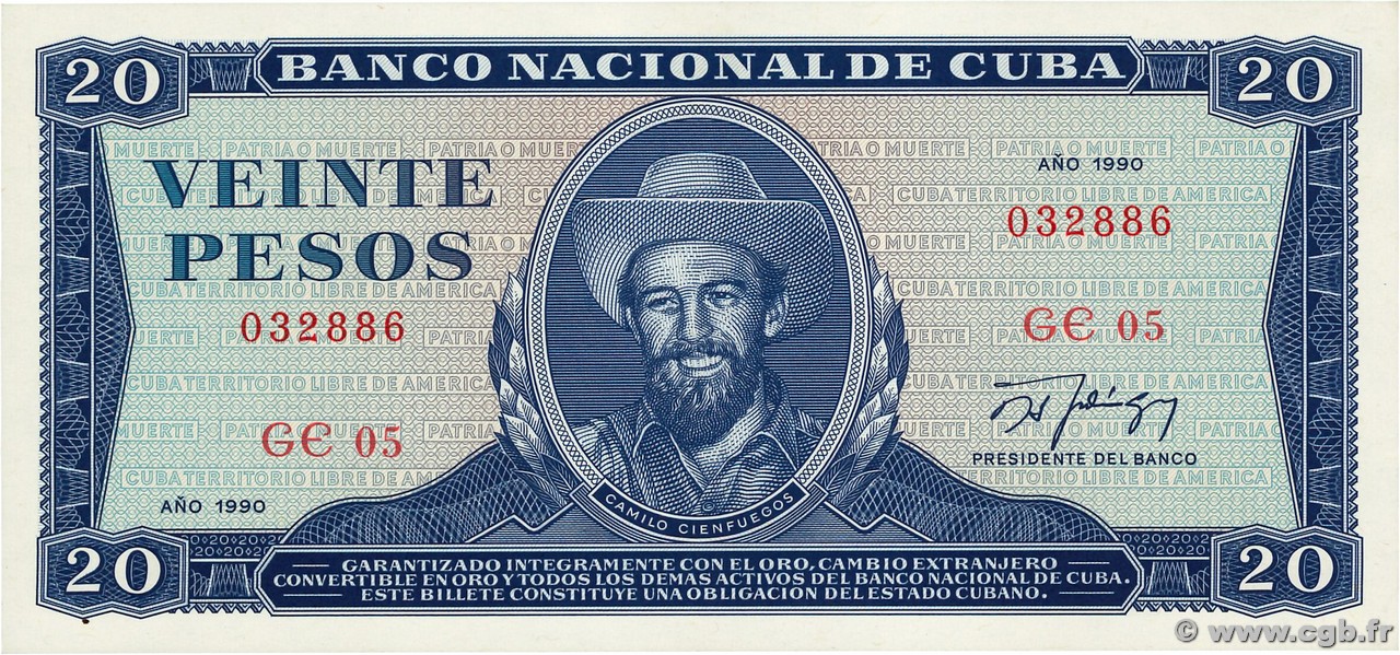 20 Pesos KUBA  1990 P.105d ST
