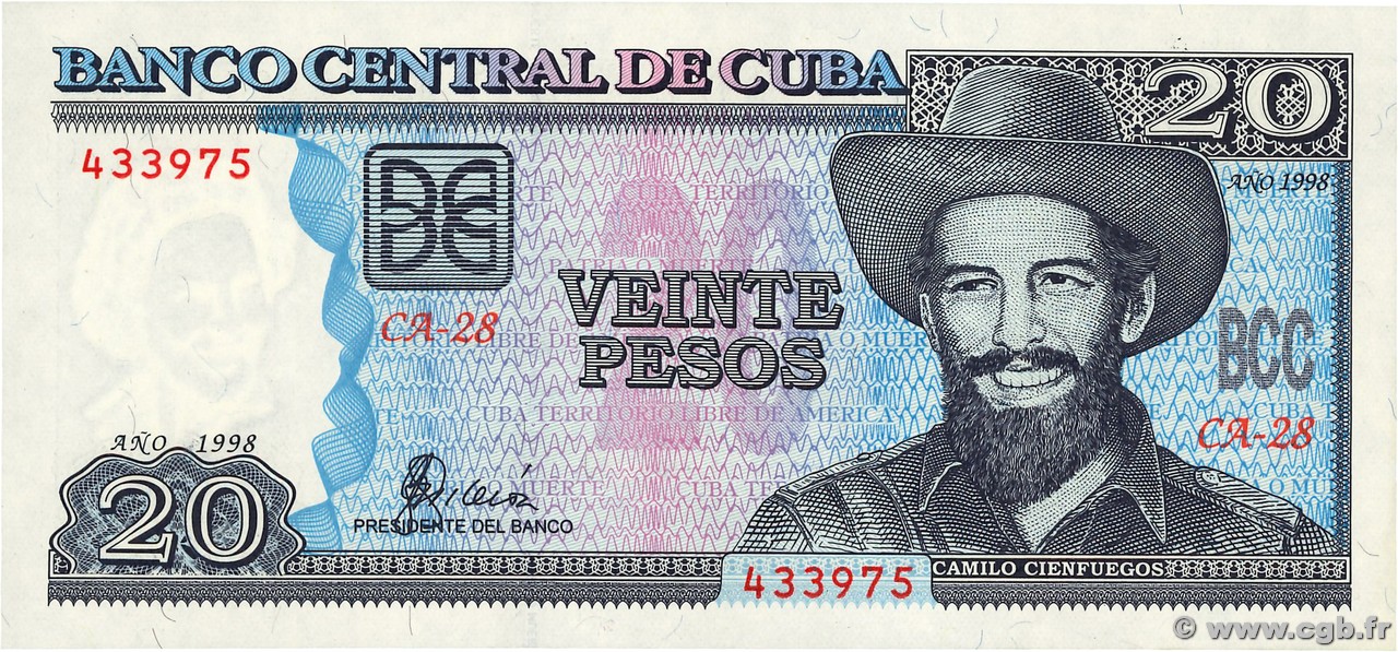 20 Pesos CUBA  1998 P.118a FDC