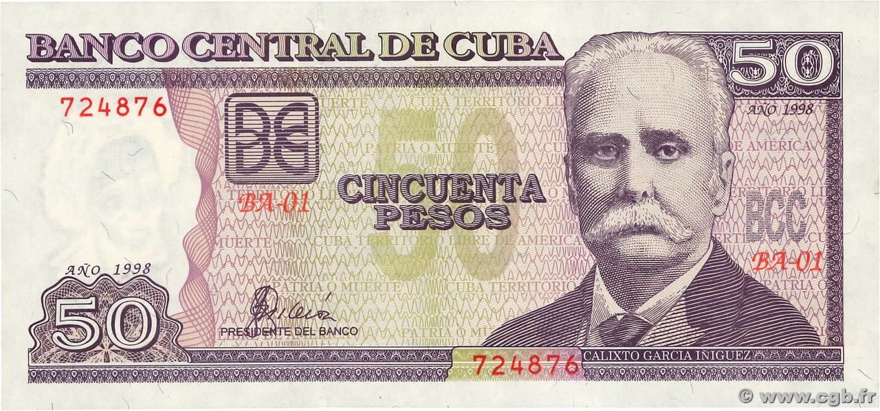 50 Pesos  CUBA  1998 P.119a UNC