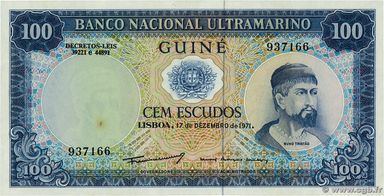 100 Escudos PORTUGUESE GUINEA  1971 P.045a SC+