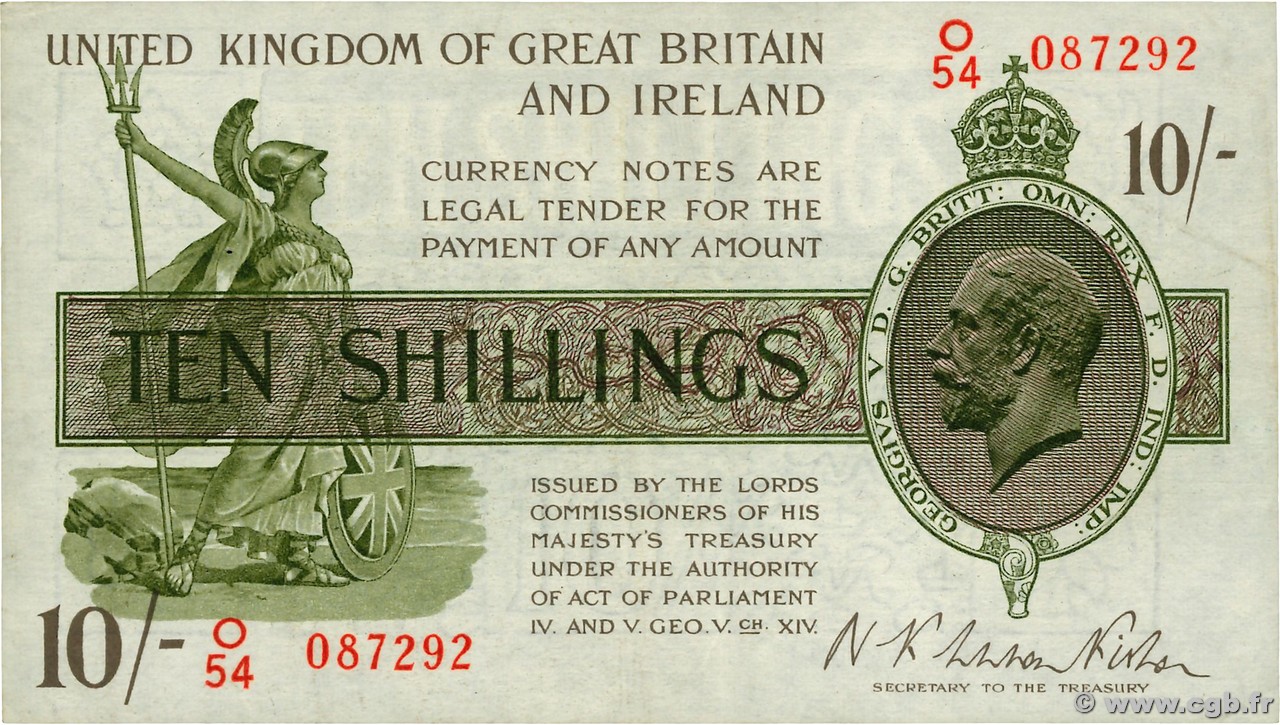 10 Shillings INGHILTERRA  1922 P.358 q.SPL
