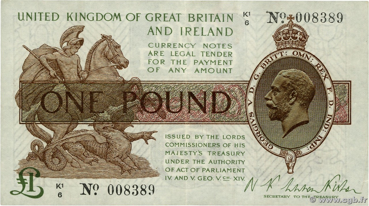 1 Pound INGLATERRA  1922 P.359a MBC