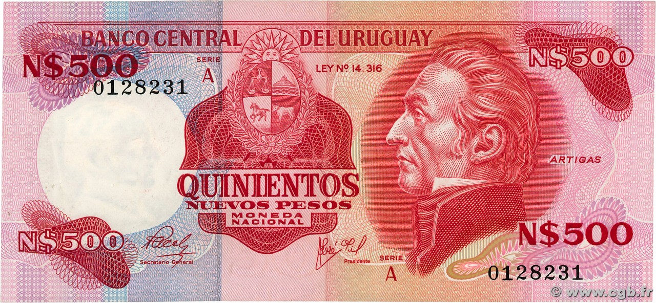 500 Nuevos Pesos URUGUAY  1978 P.063a AU