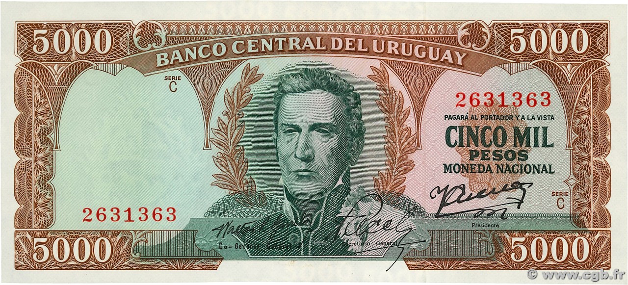 5000 Pesos URUGUAY  1967 P.050b NEUF