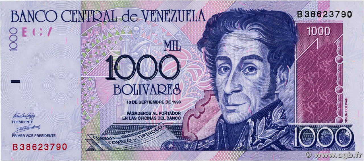 1000 Bolivares VENEZUELA  1998 P.079 fST+