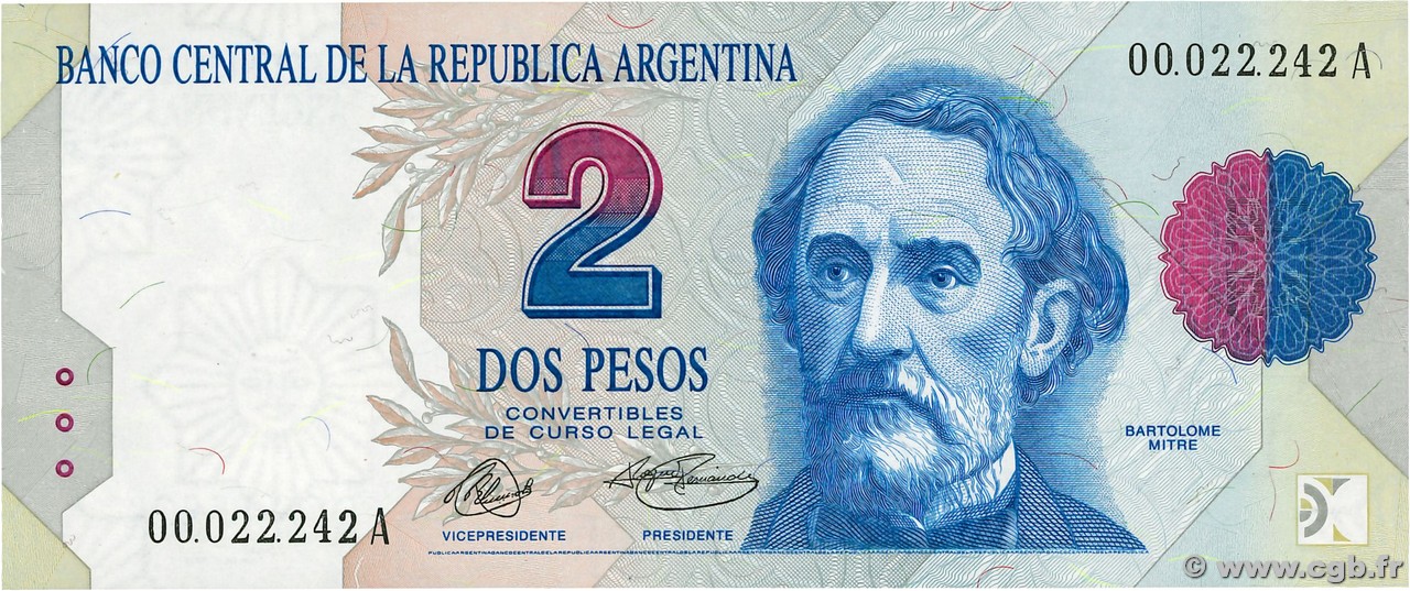 2 Pesos ARGENTINA  1992 P.340a UNC